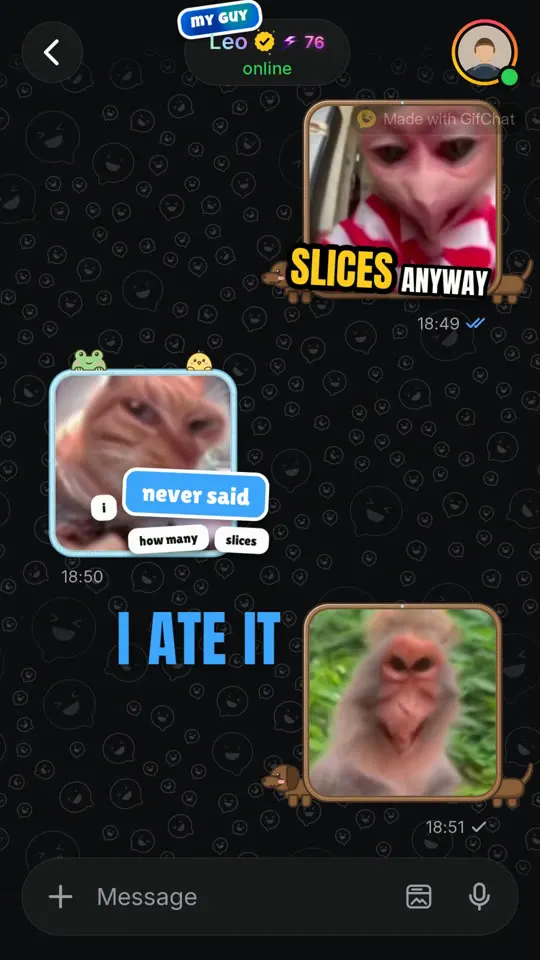 A finished GifChat video frame